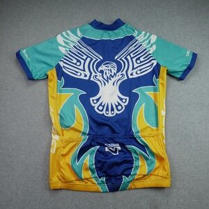 V-Gear Cycling Jersey Mens Large Blue Yellow Isaiah 40:30 Eagle Bike Shirt